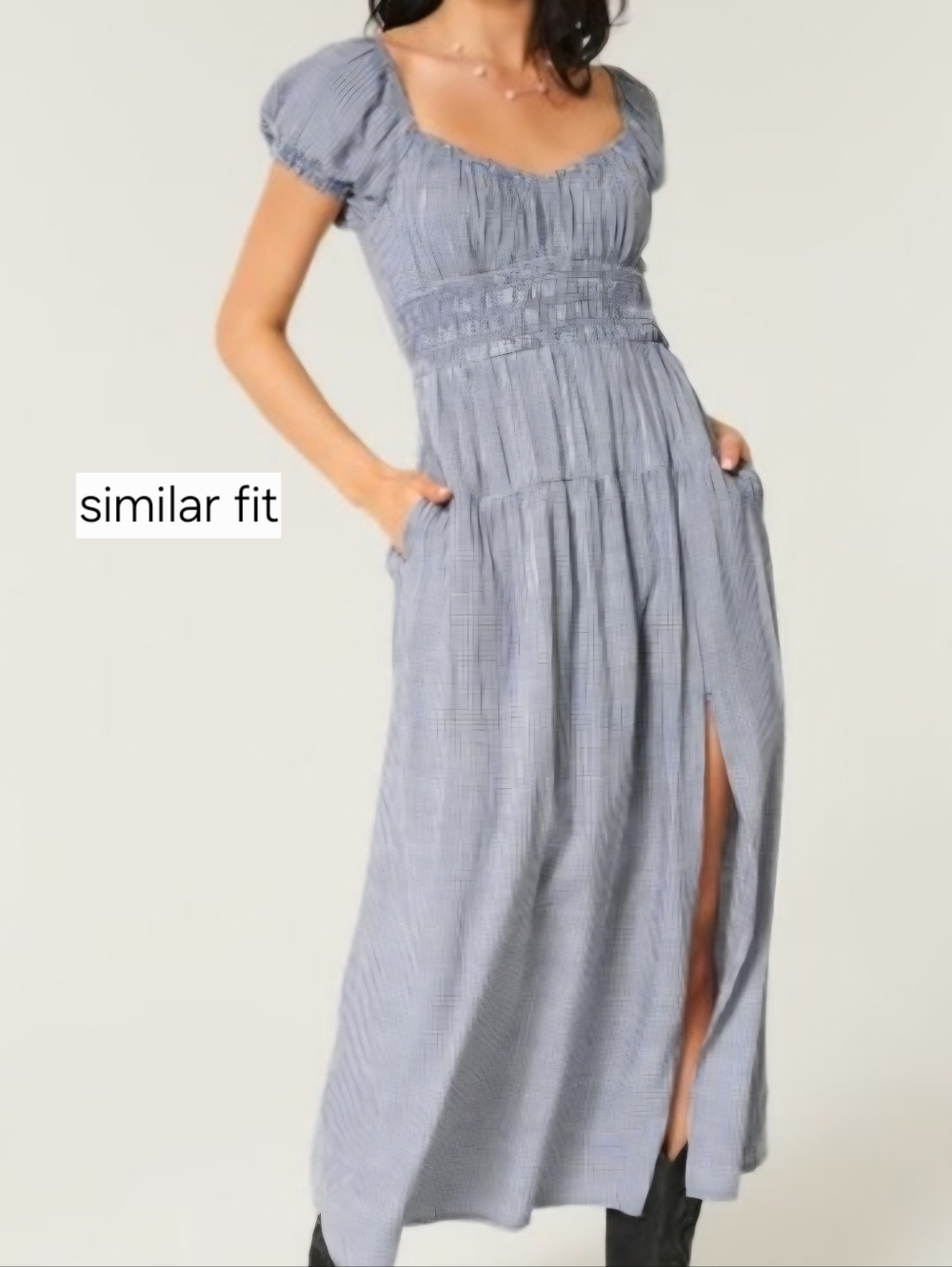 Dainty Floral Tiered Cream Maxi Dress with Puff Sleeves - Picture 5 of 5